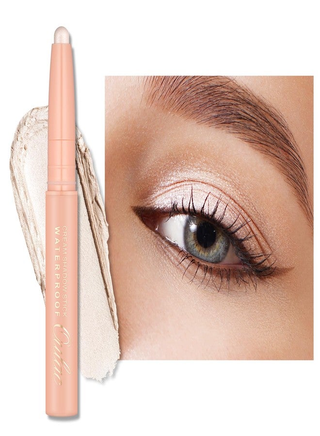Oulac Twist-Up Shimmer Eyeshadow Stick – Waterproof Creamy Blendable Texture, Vegan & Cruelty-Free Eye Makeup, 1.25g, 01Vanilla - Image 1